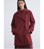 LCW Modest Bordo Ceket Yaka Kadın Kaşe Kaban