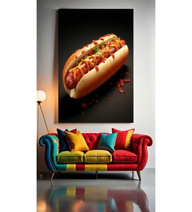 HARDALLI SOSLİ SANDVİÇ HOT DOG Ev Duvar Salon Güzellik Salonu Ofis Dükkan Dekarasyon Kanvas Tablo (Çok Renkli)