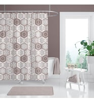 Su Geçirmez Banyo Perdesi Kahve Dantel Desen Duş Perde Yüksek Kalite Küvet Perdesi 180x200cm (Çok Renkli)