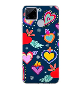PrintiFy Realme C15  ile Uyumlu 1mm Slim Fit Retro Renkler 3 Baskılı Şeffaf  Kılıf