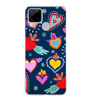 PrintiFy Realme C15  ile Uyumlu 1mm Slim Fit Retro Renkler 3 Baskılı Şeffaf  Kılıf