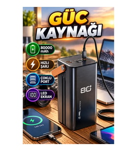 80000 mAh Powerbank – Hızlı Şarj Destekli LED Ekranlı Çok Portlu Taşınabilir Güç Kaynağı