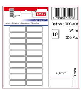 TANEX OFC-108 13x40 BEYAZ OFİS ETİKETİ (200)