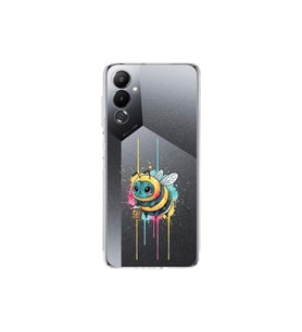 Tecno Pova 4 ile uyumlu Splash arı tasarımlı şeffaf silikon kılıf