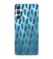 PrintiFy Samsung Galaxy M34 5G ile Uyumlu Nazar Boncuğu 4  Kamera Korumalı Şeffaf Silikon Kılıf