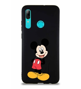 Huawei P Smart 2019 Soft Premier Kapak Mickey Mouse-B Tasarımlı Silikon Kılıf - Siyah (Şeffaf)