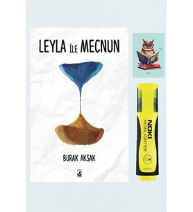 Leyla ile Mecnun - Burak Aksak - Küsurat - 9786056785955 - Sarı Fosforlu Kalem - Not Defterli Seti (Renksiz)