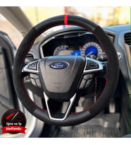 Ford Galaxy Mk4 Dikme Direksiyon Kılıfı Alcantara Süet Mat Karbon Kırmızı Yüzük ve Dikiş 2015-2023
