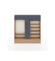 Arges Dolap 18 Raflı 4 Çekmeceli Tek Askılı 220x30x243 Çam-Antrasit/Çam