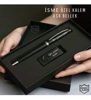İsme Özel Kutulu Metal İmza Kalemi 32 GB Usb Bellek Hediye Seti