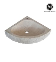 Traverten Dışı Kare Detaylı Köşe Lavabo