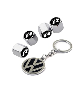 Volkswagen Jetta 2005-2010 R LOGOLU KROM RENK Sibop Kapağı 4 Adet ve Krom Anahtarlık