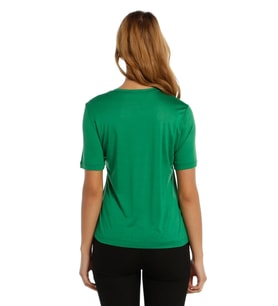Payet Detaylı Merserize Süper Lüks Örme Kumaş T-shirt (Yeşil)