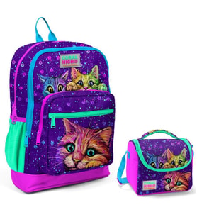 Coral High Mor Kedi Okul Sırt ve Beslenme Çantası Seti