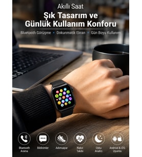 Bluetooth Arama, Akıllı Bildirimler ve Günlük Sağlık Takibi Sunan Şık Tasarımlı Akıllı Saat