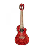 Lanikai QM-RDCEC Quilted Maple Elektro Ukulele - Kırmızı (Üst Segment - Concert Boy)  Kapitone Akçaağaç Kapak, Fishman Kula Preamp ve Ekolayzer, Parlak Kırmızı Finish, Zengin Rezonans  Ölçüler: Concert Boy