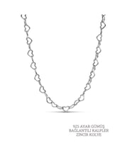 Elika Silver Kadın 925 Ayar Gümüş Bağlantılı Kalpler Kolye
