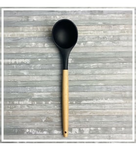 Bambu Saplı Silikon Kepçe - Siyah
