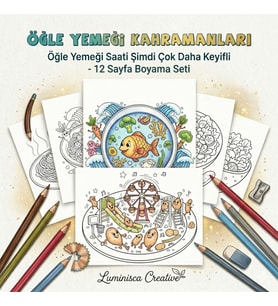 Çocuk Boyama Kitabı Öğle Yemeği Boyama Seti A4 12 Sayfa Eğitici Boyama Kitabı Çocuk Aktivite Kitabı Okul Öncesi Boyama Etkinliği