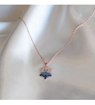 Kar Tanesi Mavi Zirkon Taşlı Rose Gold Kaplama Gümüş Kolye