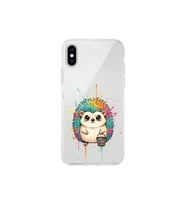 iPhone X ile Uyumlu Splash Kirpi Tasarımlı Şeffaf Silikon Kılıf