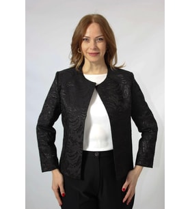3398 KABARTMA DESENLİ SIFIR YAKA BÜYÜK BEDEN BLAZER CEKET