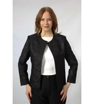3398 KABARTMA DESENLİ SIFIR YAKA BÜYÜK BEDEN BLAZER CEKET (Siyah)
