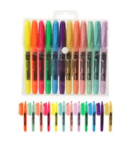 Kraf Fosforlu Kalem Cep Tipi 12 Renk (6 Pastel + 6 Neon) 