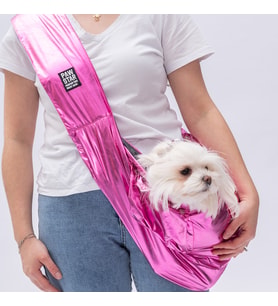 Pawstar Parlak Fuşya Crossbody Küçük Irk Köpek Çapraz Taşıma Çantası