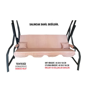 Süngersiz(TENTESİZ)Salıncak Minder Seti 3 Kişilik Kılıf-PUDRA