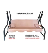 Süngersiz(TENTESİZ)Salıncak Minder Seti 3 Kişilik Kılıf-PUDRA