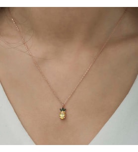 ?Gümüş Rose Ananas Figür Meyve Kolye