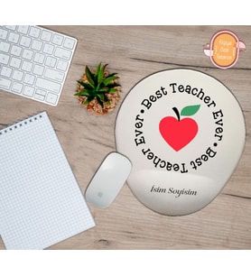 Kişiye Özel Kalp Temalı En İyi Öğretmen Yazılı Mouse Pad Bilek Destekli