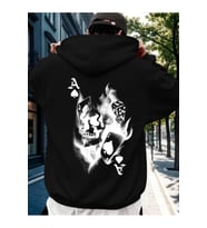 Unisex Oversize Siyah Hoodie Kafatası Zar ve İskambil Baskılı Kapüşonlu Streetwear Sweatshirt