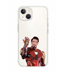 Iphone 14 Plus Uyumlu Iron Man Desenli Şeffaf Telefon Kılıfı