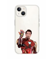 Iphone 14 Plus Uyumlu Iron Man Desenli Şeffaf Telefon Kılıfı