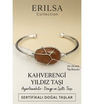 Sertifikalı Doğal Kahverengi Yıldız Taşı Ayarlanabilir Gümüş Kaplama Bileklik 20-25 mm (Çok Renkli)