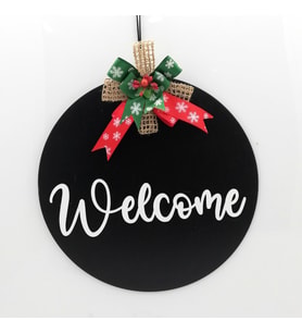 Lora Davet Ahşap Kapı süsü welcome (1 Adet) Siyah - 54237