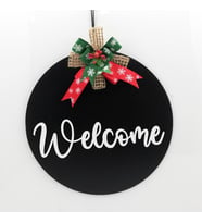 Lora Davet Ahşap Kapı süsü welcome (1 Adet) Siyah - 54237