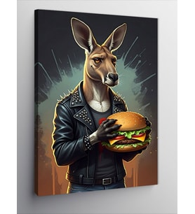 Kanvas Tablo Burger Tutan Kanguru