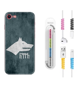 Apple iPhone 5 6 7 8 Plus Se XR Kılıf Kablo Koruma Spiral Silikon Göktürk 2 1411