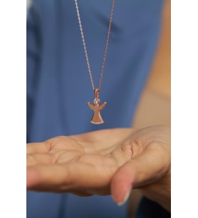 Zirkon Taşlı Rose Semazen Gümüş Kolye