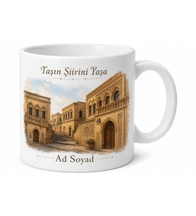 Midyat Taş Evleri Mardin Hatırası Çay Kupası Hediye Bardak Özel Tasarım