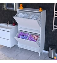 Modilayn İLKİM Modern Çamaşır Ünitesi, 80x138x32,5 cm Gizli 4 Göz Minimalist Akıllı Sepetli Dolap