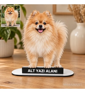 Fotoğraftan Kişiye Özel Evcil Hayvan Fotoğraflı MDF Karikatürlü 18 cm MDF Masaüstü Biblo - Masaüstü Hediye 3. Model