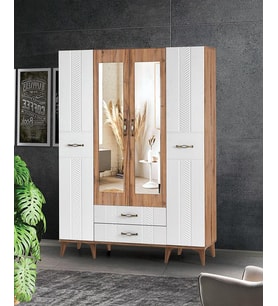 Tuğçe Membran 4 Kapılı Gardrop Elbise Dolabı 145x47x200cm (Ceviz)