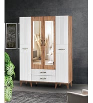 Tuğçe Membran 4 Kapılı Gardrop Elbise Dolabı 145x47x200cm (Ceviz)