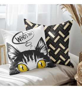 eJOYA Kedi Gözü Tasarımlı 2'li Yastık İçi Ve Kırlent Kılıfı 45cm 113498