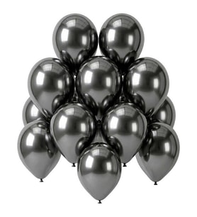 Koyu Gümüş Renk Lateks krom Balon (30 cm) - 12 Adet