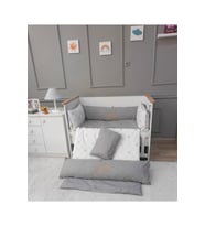 Bebek Beşik Uyku Seti - Kral Tacı - 9 Parça (Gri)